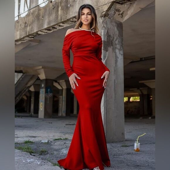 Cocktail Party Dress Sexy Off Shoulder Ruffle Elegant Evening Prom Dress - Picture 1 of 14